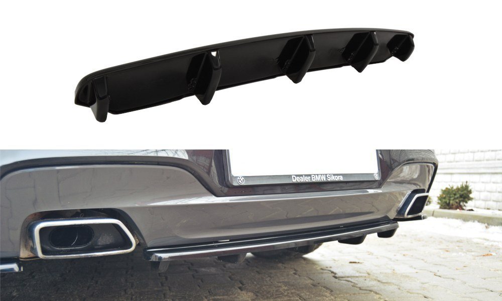 Mittlerer Diffusor Heck Ansatz für BMW 6er Gran Coupé M Paket DTM LOOK schwarz matt