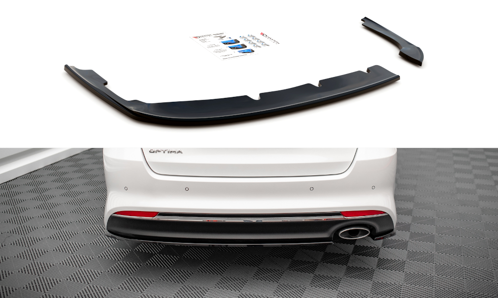 Heck Ansatz Flaps Diffusor für Kia Optima Mk4 schwarz Hochglanz