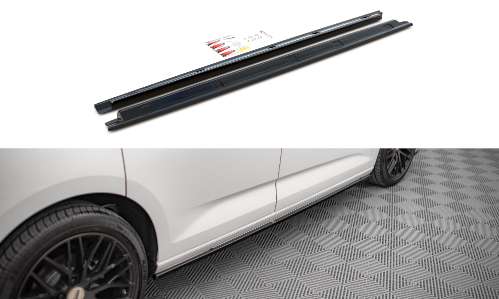 Seitenschweller Ansatz für Volkswagen Caddy Mk5 schwarz Hochglanz