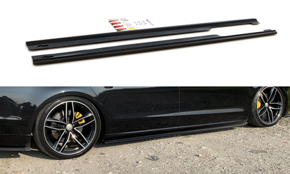 Seitenschweller Ansatz für Audi A8 Lang D4 Carbon Look