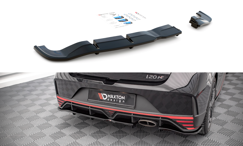 Mittlerer Diffusor Heck Ansatz DTM Look für Hyundai I20 N Mk3 schwarz matt
