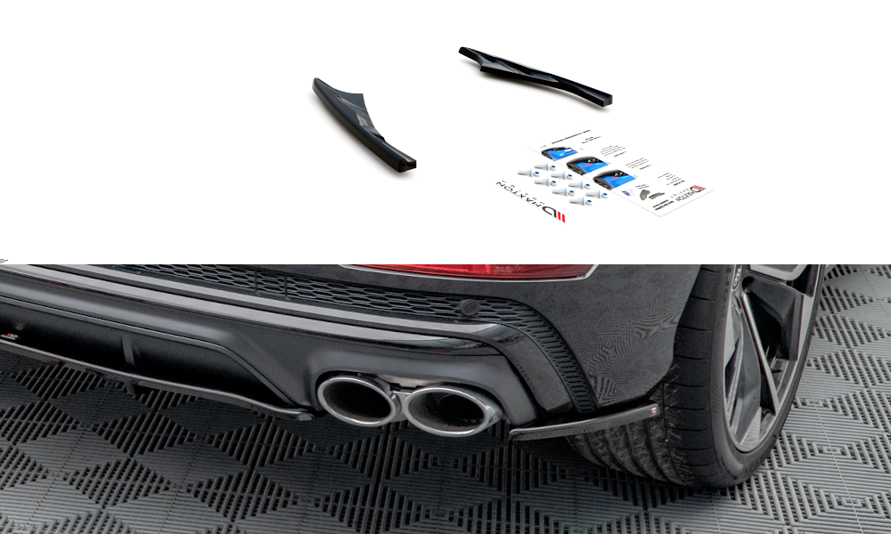Heck Ansatz Flaps Diffusor für Audi SQ8 Mk1 schwarz Hochglanz