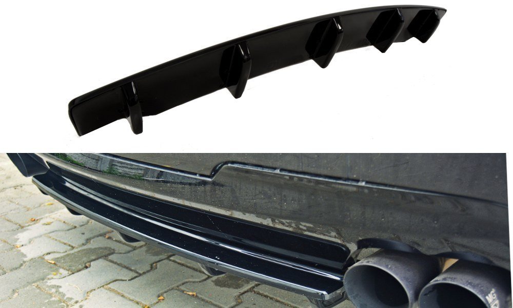 Mittlerer Diffusor Heck Ansatz für BMW 5er F11 M Paket (mit zwei Doppel Endstücken) schwarz Hochglanz