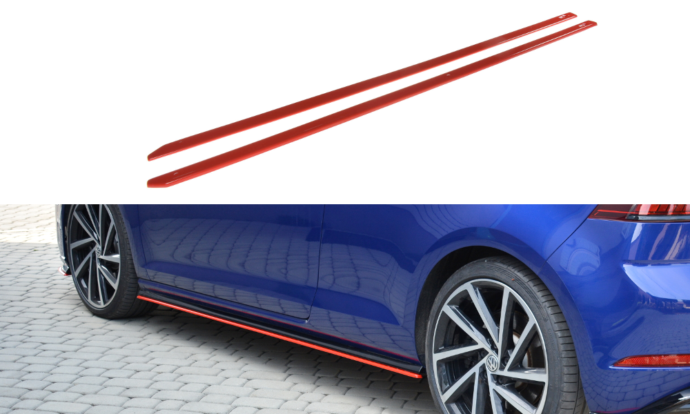 Seitenschweller Ansatz für V.2 für VW Golf 7 R / R-Line Facelift Carbon Look