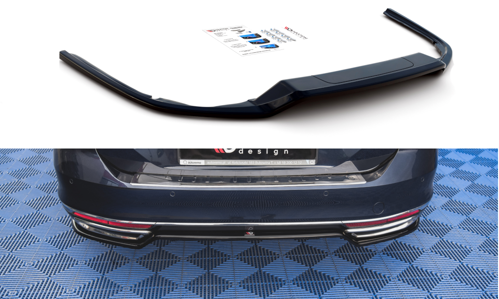 Mittlerer Diffusor Heck Ansatz für Volkswagen Passat B8 schwarz Hochglanz