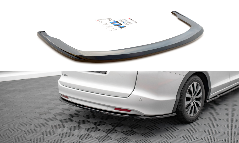 Mittlerer Diffusor Heck Ansatz für Honda Civic Tourer Mk9 schwarz Hochglanz