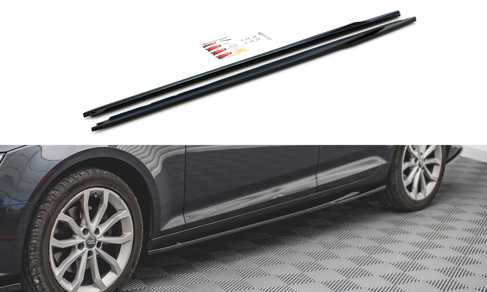 Seitenschweller Ansatz für Audi A4 Avant B9 schwarz Hochglanz