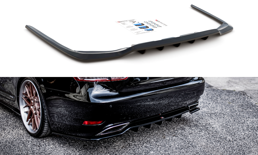 Mittlerer Diffusor Heck Ansatz DTM Look für Lexus LS Mk4 Facelift schwarz matt