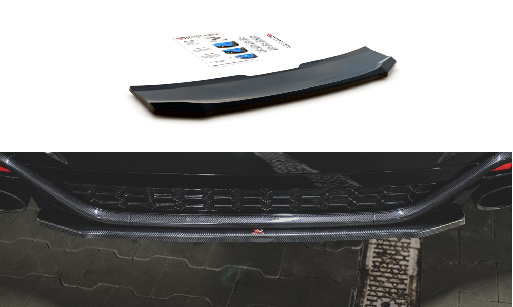 Mittlerer Diffusor Heck Ansatz für Audi RS5 F5 Facelift Carbon Look