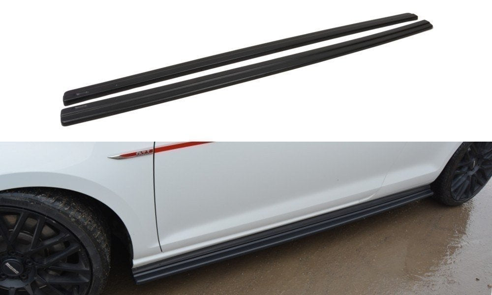 Seitenschweller Ansatz für VW GOLF 7 GTI PREFACE/FACELIFT (breit) schwarz matt
