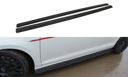 Seitenschweller Ansatz für VW GOLF 7 GTI PREFACE/FACELIFT (breit) Carbon Look