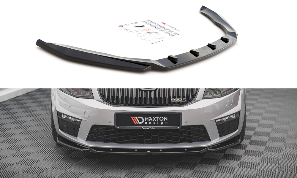Front Ansatz V.4 für Skoda Octavia RS Mk3 schwarz Hochglanz