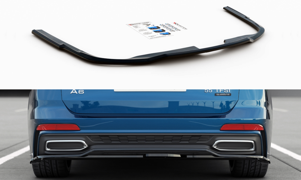 Mittlerer Diffusor Heck Ansatz für Audi A6 S-Line Avant C8 Carbon Look