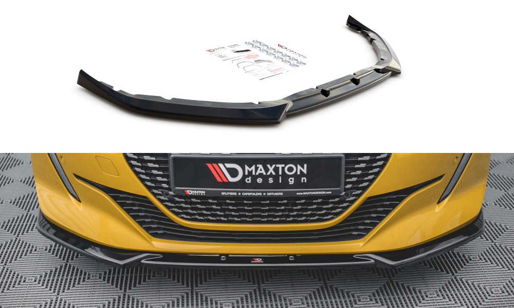 Front Ansatz V.2 für Peugeot 208 Mk2 schwarz Hochglanz