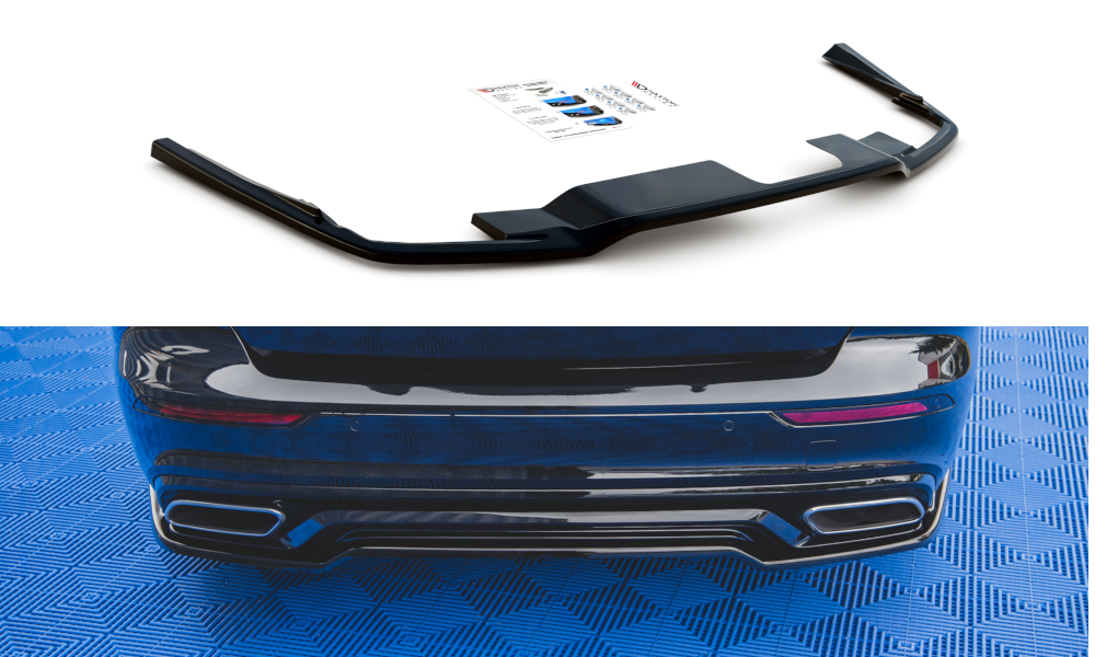 Mittlerer Diffusor Heck Ansatz für Volvo S60/V60 R-Design Mk3 schwarz Hochglanz