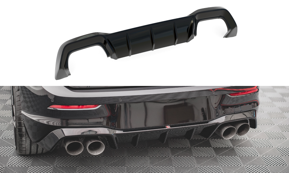 Diffusor Heck Ansatz V.1 für Volkswagen Golf R Mk8 schwarz Hochglanz