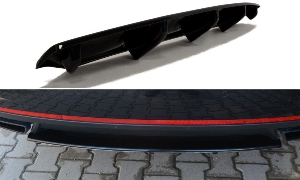 Mittlerer Diffusor Heck Ansatz passend für DTM LOOK passend für Skoda Octavia III RS schwarz Hochglanz schwarz Hochglanz