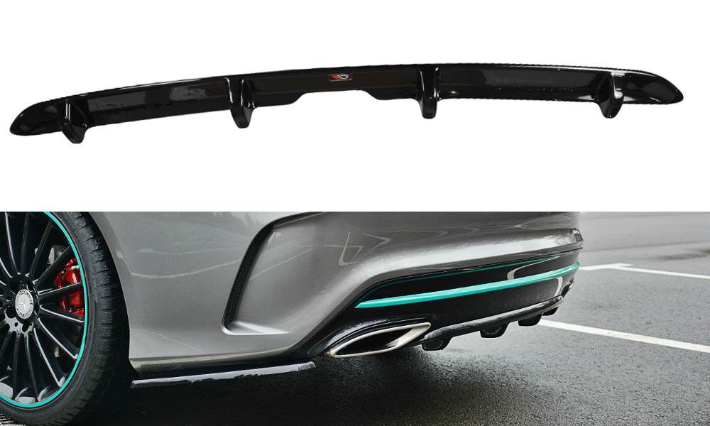 Diffusor Heck Ansatz für Mercedes CLA C117 AMG-LINE FACELIFT  schwarz Hochglanz