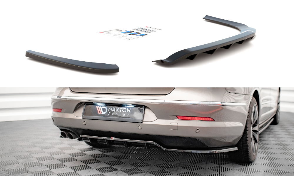 Mittlerer Diffusor Heck Ansatz DTM Look für Volkswagen Passat CC schwarz Hochglanz