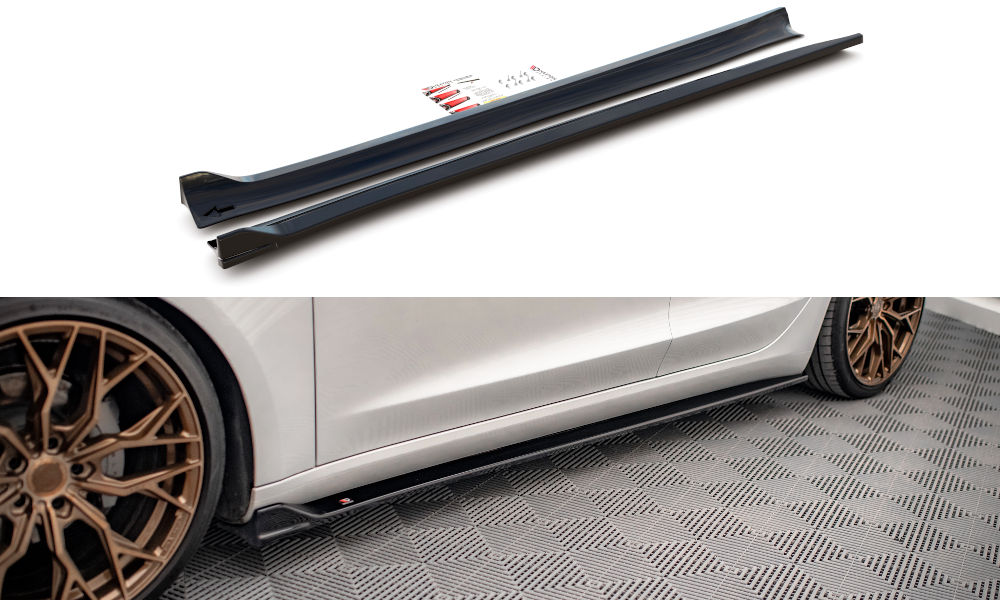 Seitenschweller Ansatz für V.2 für Tesla Model 3 schwarz Hochglanz