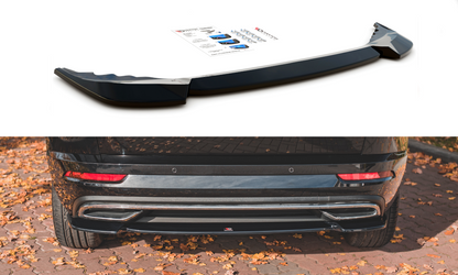 Mittlerer Diffusor Heck Ansatz für Skoda Karoq Sportline schwarz Hochglanz