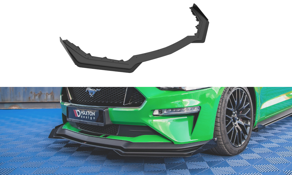 Street Pro Front Ansatz für V.1 für  + Flaps Ford Mustang GT Mk6 Facelift schwarz Hochglanz