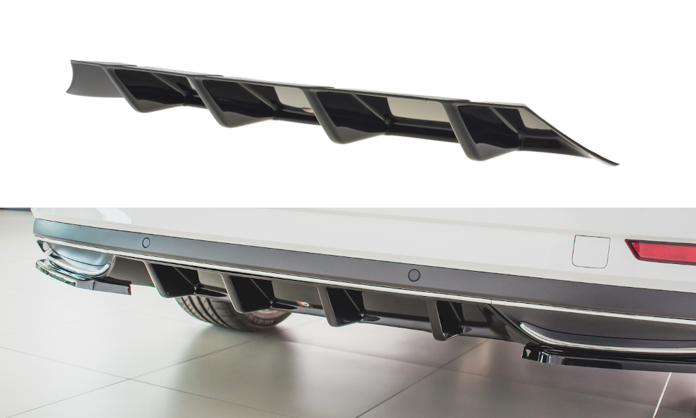 Diffusor Heck Ansatz für Skoda Superb Mk3 FL Carbon Look