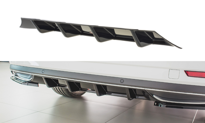 Diffusor Heck Ansatz für Skoda Superb Mk3 FL Carbon Look