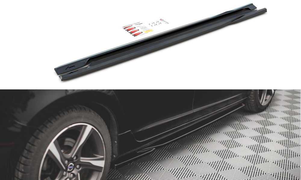 Seitenschweller Ansatz für Volvo S60 R-Design Mk2 Carbon Look
