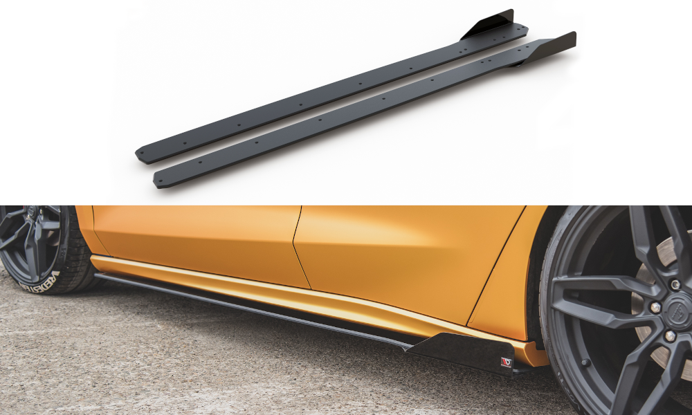 Robuste Racing Seitenschweller Ansatz für für + Flaps Ford Focus ST / ST-Line Mk4 schwarz Hochglanz