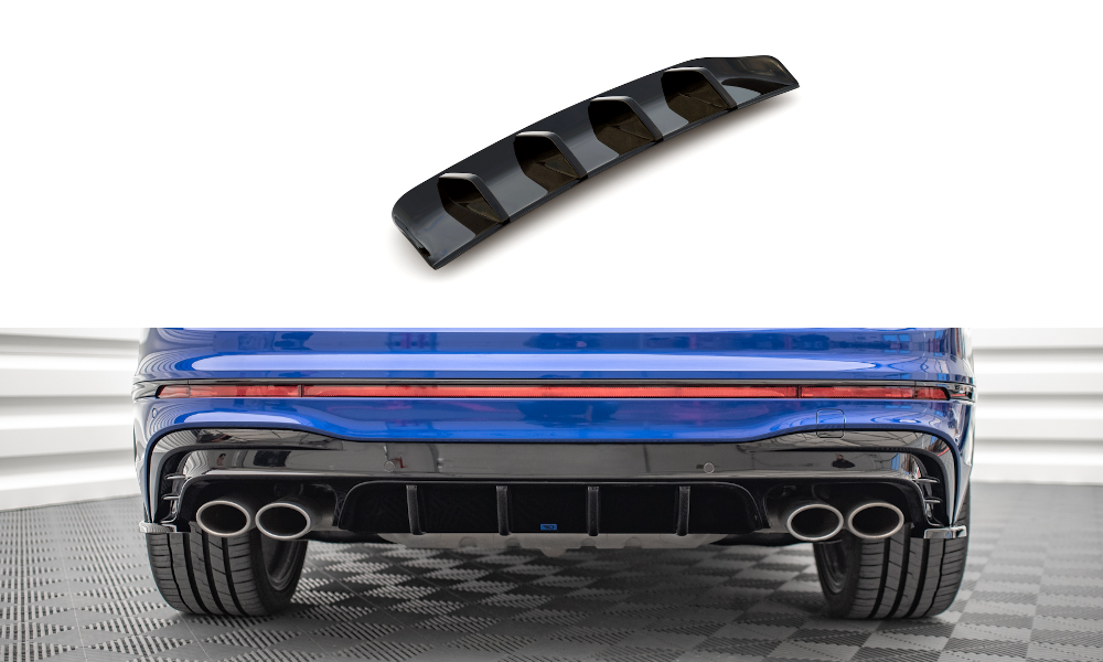Diffusor Heck Ansatz für Volkswagen Tiguan R Mk2 Facelift Carbon Look
