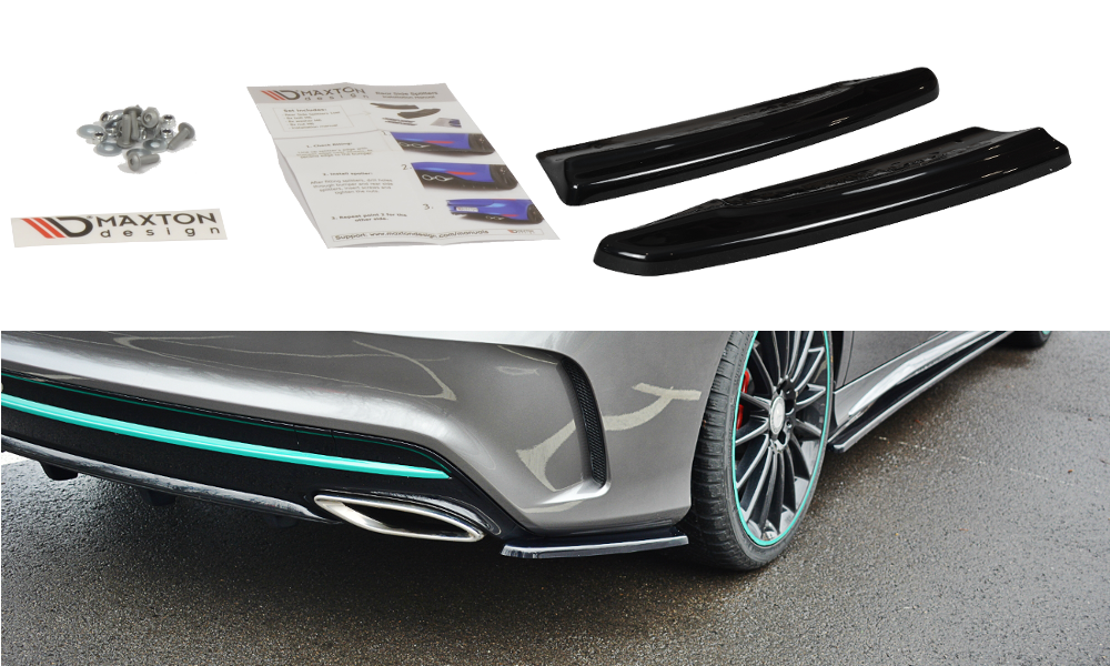 Heck Ansatz Flaps Diffusor für Mercedes CLA C117 AMG-LINE FACELIFT schwarz matt