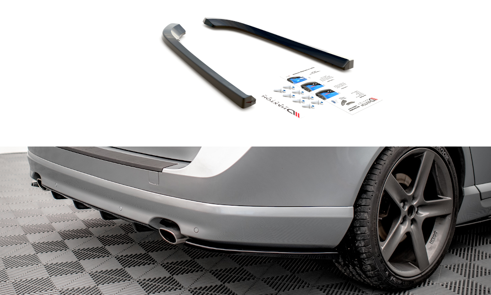 Heck Ansatz Flaps Diffusor für Volvo V70 Mk3 schwarz Hochglanz