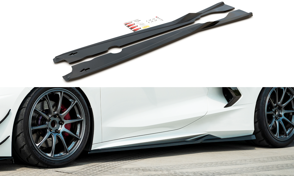 Seitenschweller Ansatz für Chevrolet Corvette C8 schwarz Hochglanz