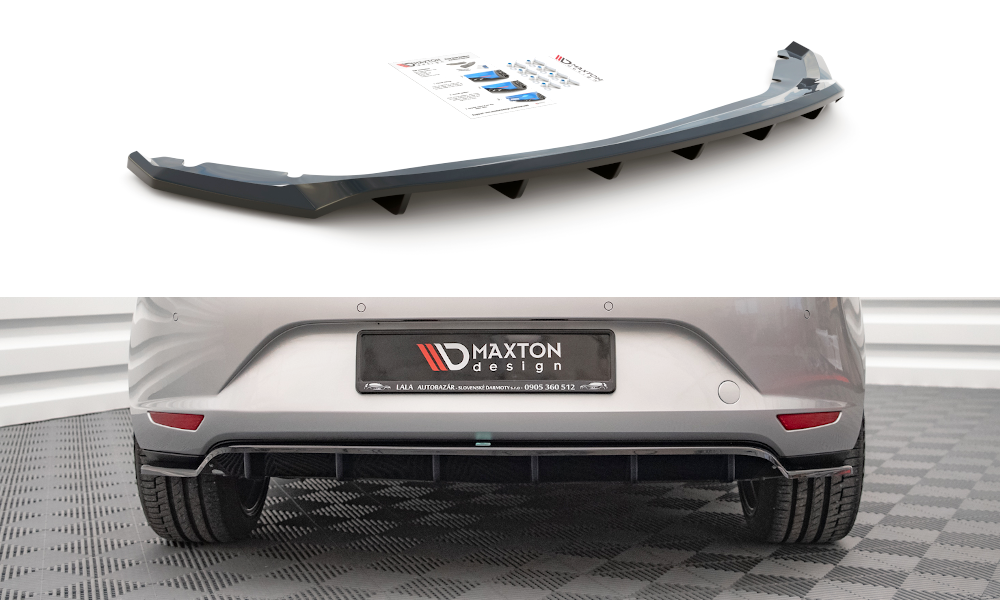 Mittlerer Diffusor Heck Ansatz DTM Look für Seat Leon Hatchback Mk3 schwarz matt