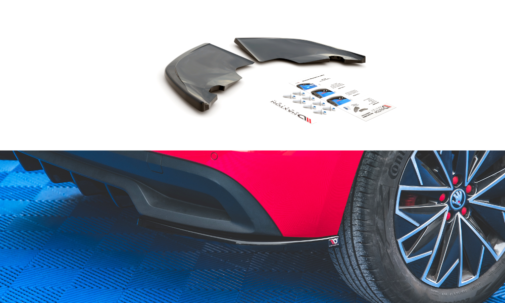 Heck Ansatz Flaps Diffusor für Skoda Kamiq schwarz Hochglanz
