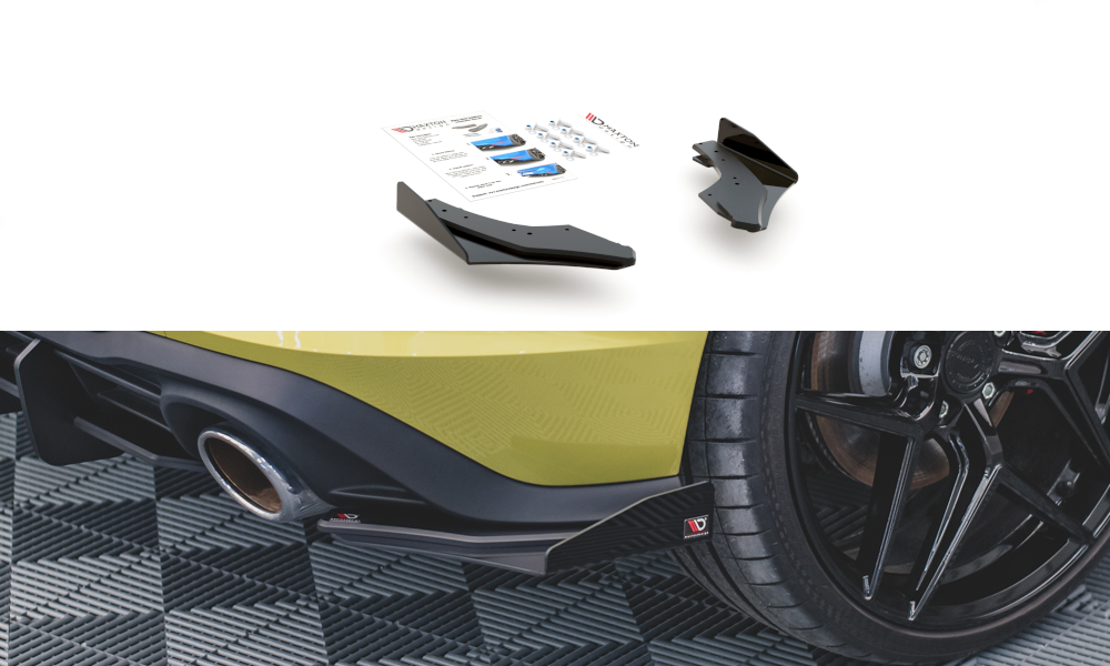 Robuste Racing Heck Ansatz Flaps Diffusor +Flaps für Volkswagen Golf 8 GTI Clubsport schwarz Hochglanz