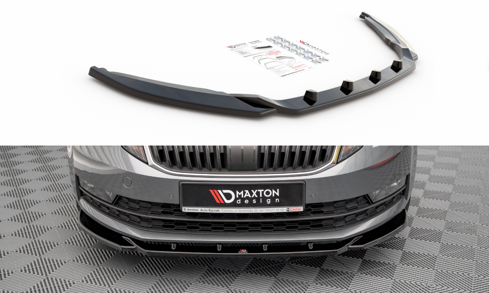 Front Ansatz V.2 für Skoda Octavia Mk3 Facelift schwarz Hochglanz