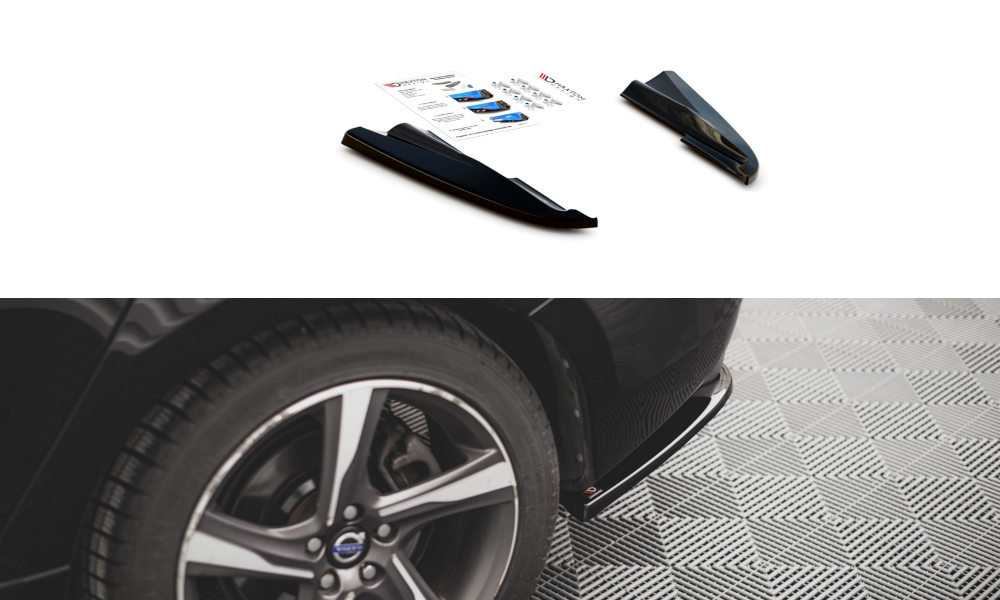 Heck Ansatz Flaps Diffusor für Volvo S60 R-Design Mk2 schwarz matt