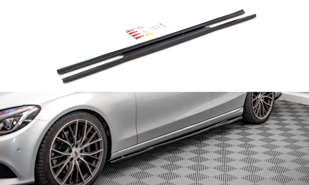 Seitenschweller Ansatz für Mercedes-Benz C W205 schwarz Hochglanz