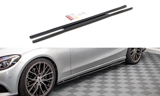 Seitenschweller Ansatz für Mercedes-Benz C W205 schwarz Hochglanz