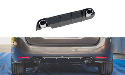 Diffusor Heck Ansatz für + Endschalldampfer Sportauspuff Attrappe Peugeot 308 SW Mk2 Facelift