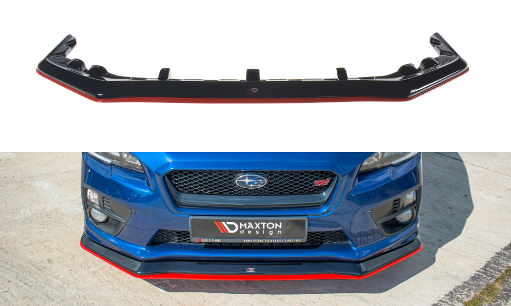 Front Ansatz passend für V.3 passend für SUBARU  WRX STI schwarz+Rot Hochglanz