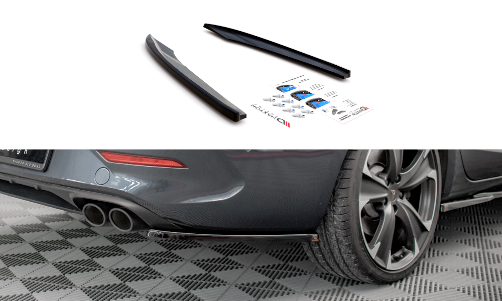 Heck Ansatz Flaps Diffusor für Cupra Leon ST schwarz matt