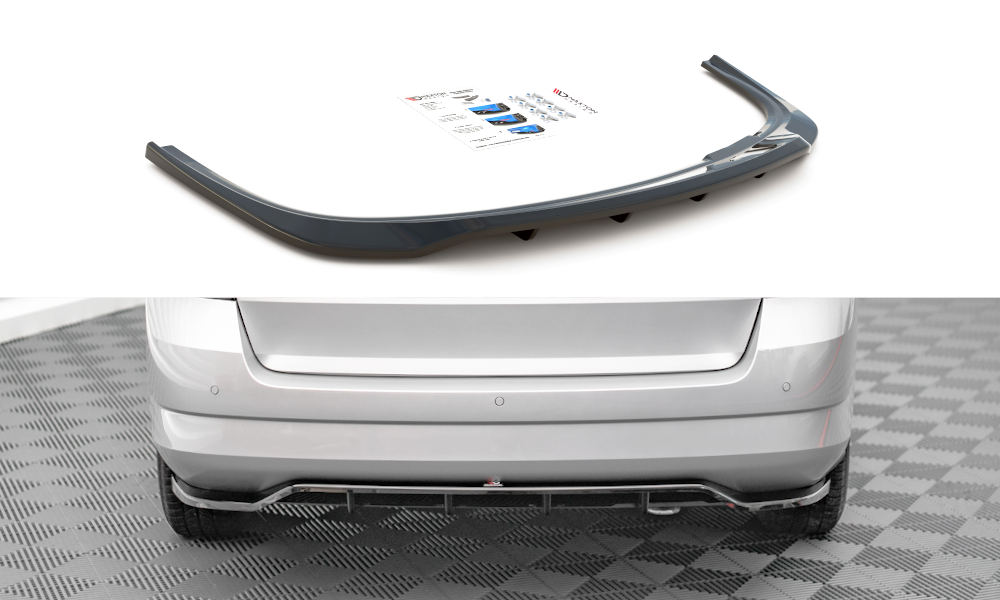 Mittlerer Diffusor Heck Ansatz DTM Look für Skoda Fabia Combi Mk3 Carbon Look