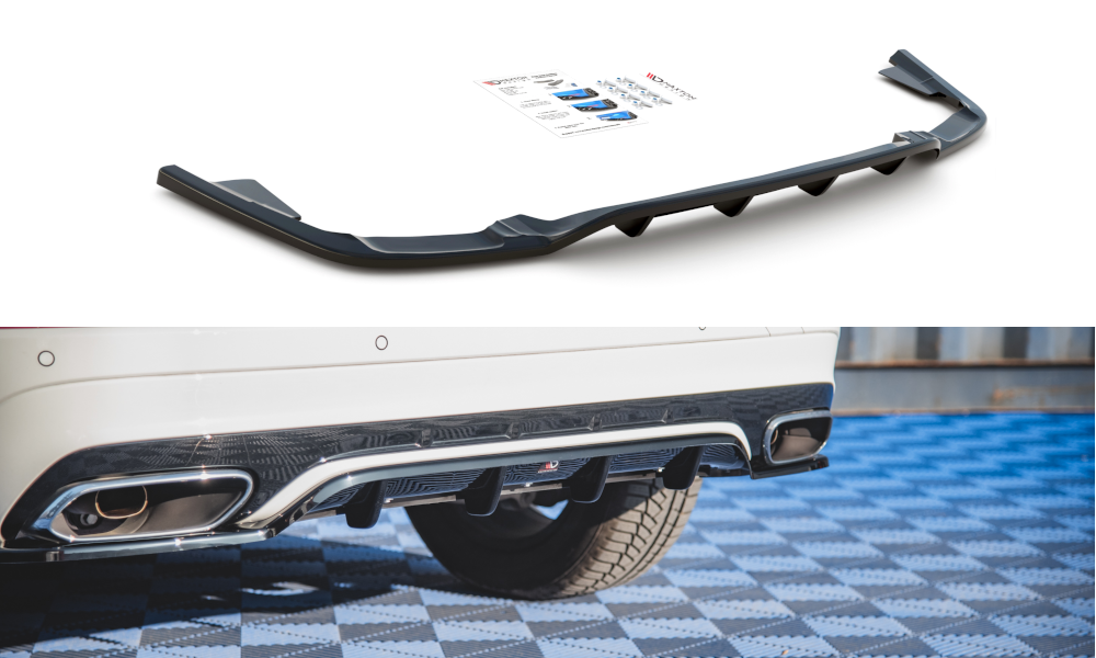 Mittlerer Diffusor Heck Ansatz DTM Look für Volvo XC60 Mk2 R-Design schwarz matt