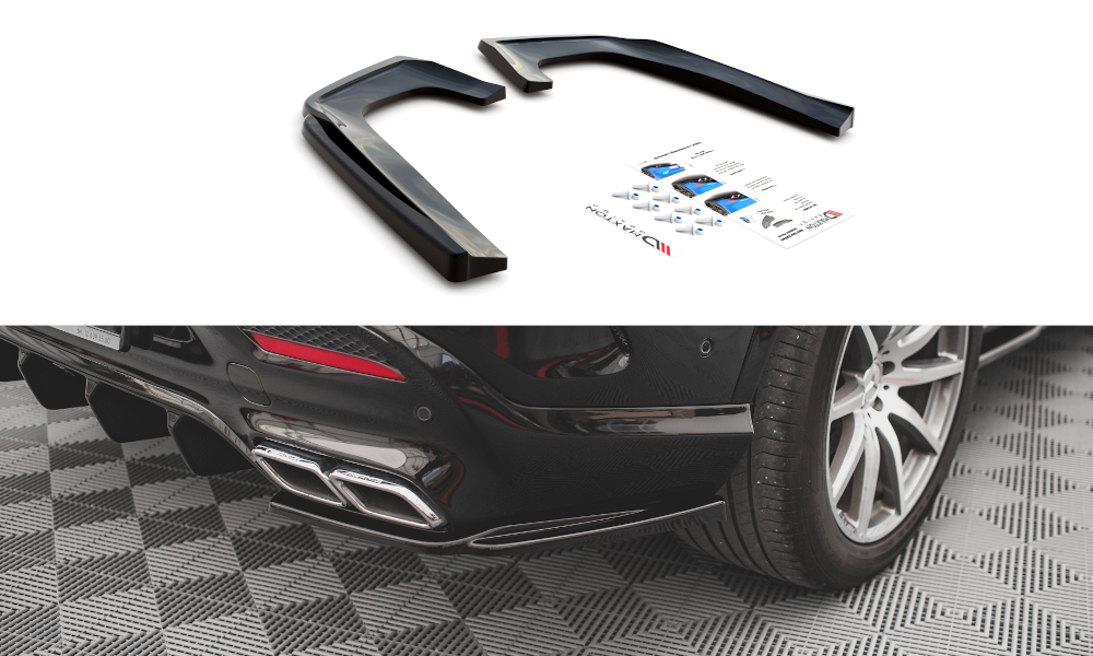 Heck Ansatz Flaps Diffusor V.1 für Mercedes-Benz GLE Coupe 63 AMG C292 schwarz Hochglanz