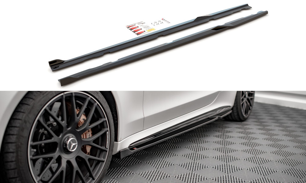 Seitenschweller Ansatz für V.2 für Mercedes-AMG C 63 AMG Coupe C205 Facelift schwarz matt