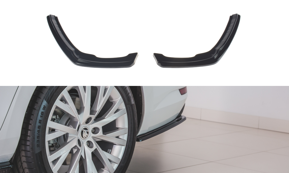 Heck Ansatz Flaps Diffusor für Skoda Superb Mk3 FL Hatchback / Kombi Carbon Look