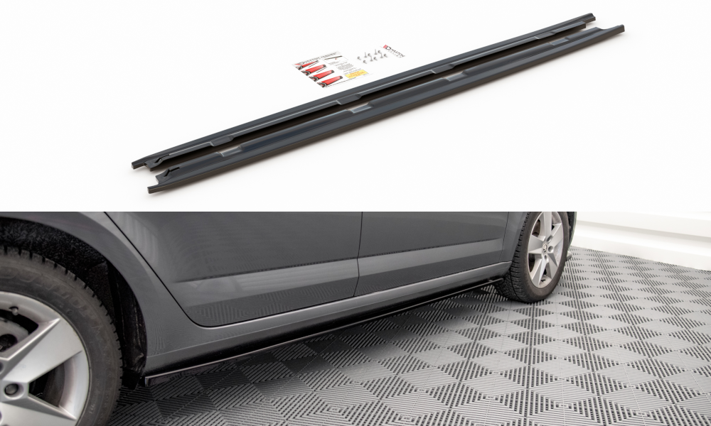 Seitenschweller Ansatz für Skoda Octavia Mk3 Facelift schwarz Hochglanz